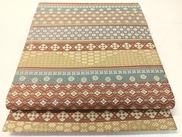 平和屋着物●全通柄袋帯 紹巴 横段吉祥花文 正絹 逸品 CABH4461vp