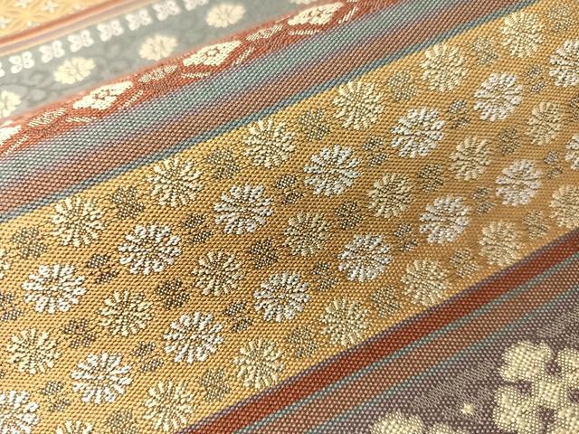 平和屋着物●全通柄袋帯 紹巴 横段吉祥花文 正絹 逸品 CABH4461vp