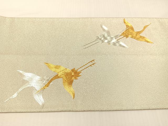 平和屋着物●国際的伝統工芸作家 十二代・藤林徳扇 苑寿 総駒刺繍 太鼓柄袋帯 綴れ 華の式部 飛鶴文 金銀糸 色紙付き 正絹 逸品 CABH4469vp