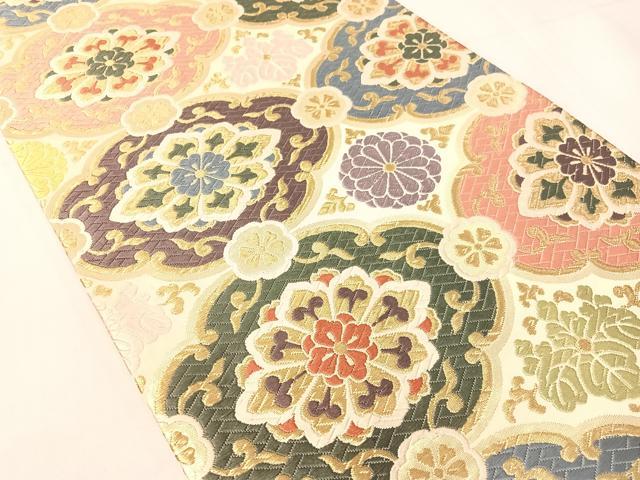平和屋着物●六通柄袋帯 唐織 錦綾富貴文 金銀糸 正絹 逸品 CABH4474vp