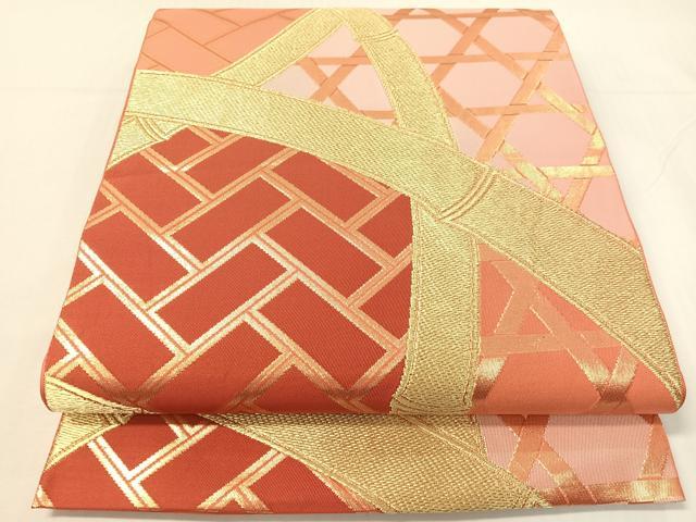 平和屋着物●西陣 川島織物 六通柄 本袋帯 籬文 金糸 正絹 逸品 CABH4477vp