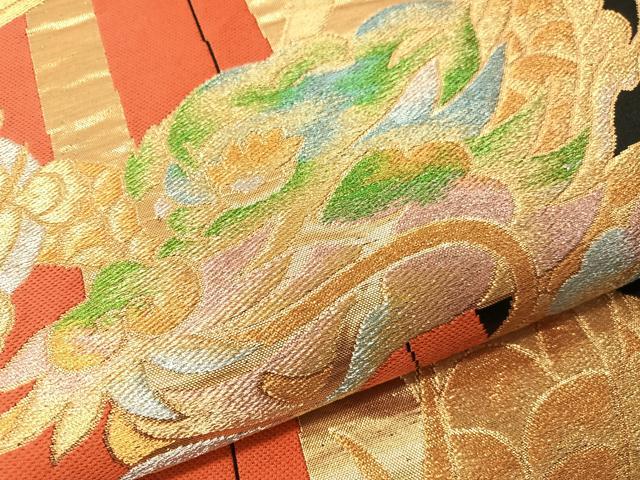 平和屋着物●六通柄袋帯 雲龍 黒地 金銀糸 正絹 逸品 CABH4485vp