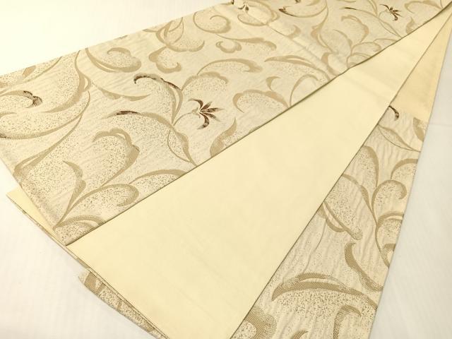 平和屋着物●六通柄袋帯 紅花染 花唐草文 正絹 逸品 CABH4489vp
