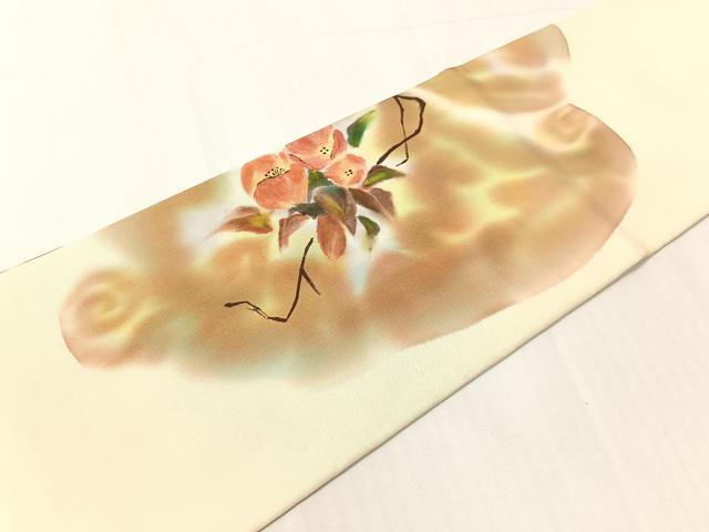 平和屋着物●塩瀬 九寸名古屋帯 ろうけつ染 草花文 正絹 逸品 CABH4496vp