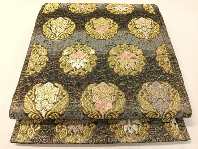 平和屋着物▽螺鈿 袋帯 スリーシーズン 春夏秋 唐織 更紗丸文 金彩 正絹 逸品 CABH4505vp