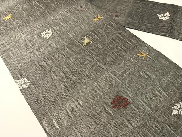 平和屋着物▽九寸名古屋帯 スリーシーズン 春夏秋 櫛織 更紗唐草文 正絹 逸品 CABH4509vp