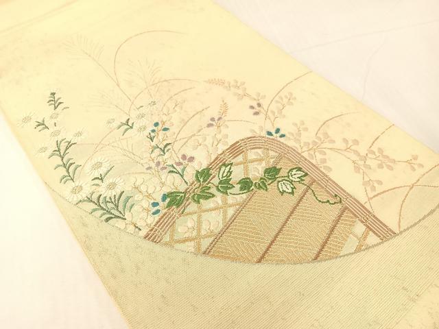 平和屋着物*夏物 太鼓柄袋帯 籬花文 金銀糸 正絹 逸品 CABH4510vp