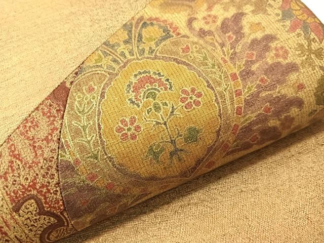 平和屋着物●太鼓柄袋帯 紬地 切嵌 更紗吉祥文 金彩 やまと誂製 正絹 逸品 CABH4513vp