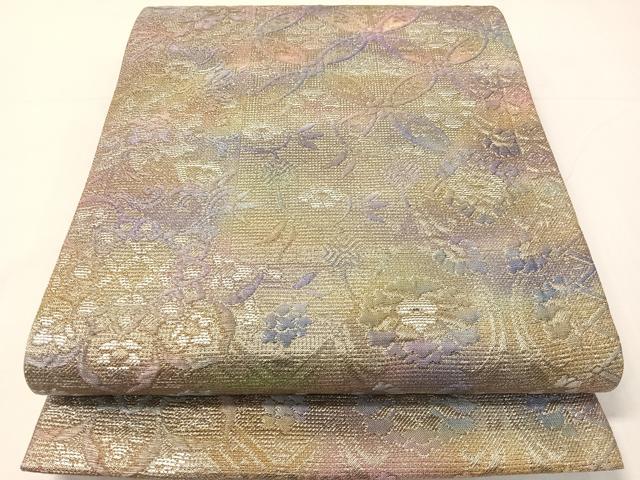 平和屋着物●全通柄袋帯 切嵌更紗吉祥文 金銀糸 正絹 逸品 CABH4516vp