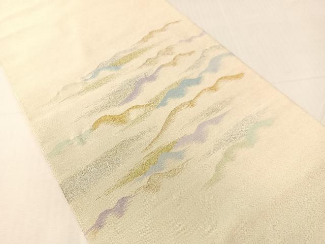 平和屋着物●爪掻き本綴れ 八寸名古屋帯 霞文 金銀糸 正絹 逸品 CABH4529vp