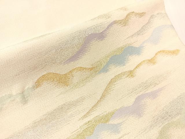 平和屋着物●爪掻き本綴れ 八寸名古屋帯 霞文 金銀糸 正絹 逸品 CABH4529vp