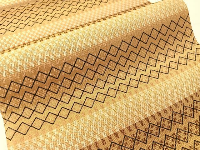 平和屋着物●六通柄袋帯 幾何学文様 正絹 逸品 未使用 CABH4545vp