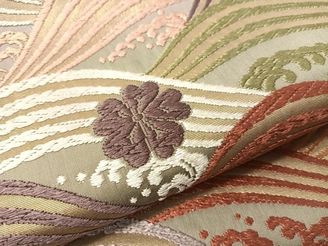 平和屋着物●六通柄袋帯 唐織 立波花文 金糸 正絹 逸品 CABH4547vp