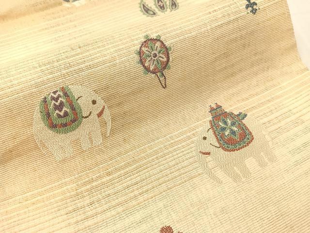 平和屋着物▽六通柄袋帯 スリーシーズン 春夏秋 櫛織 象 金糸 やまと誂製 正絹 逸品 CABH4555vp