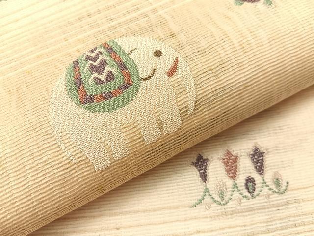 平和屋着物▽六通柄袋帯 スリーシーズン 春夏秋 櫛織 象 金糸 やまと誂製 正絹 逸品 CABH4555vp