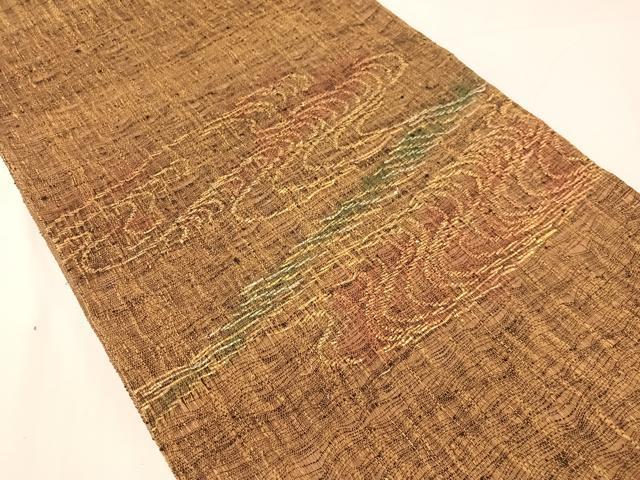 平和屋着物▽創業280年 誉田屋源兵衛 太鼓柄袋帯 スリーシーズン 春夏秋 櫛織紬 流水文 金糸 紙箱付き 正絹 逸品 未使用 CABH4559vp