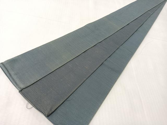 平和屋着物●男性 本場筑前博多織 角帯 彩好苑 市松織 紺鼠色 証紙付き 正絹 逸品 CABH4573vp