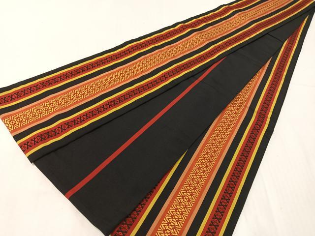 平和屋着物●本場筑前博多織 半幅帯 献上 黒地 正絹 逸品 CABH4581vp