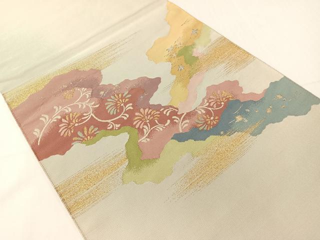 平和屋着物●爪掻き本綴れ 八寸名古屋帯 道長花文 金銀糸 正絹 逸品 CABH4600vp