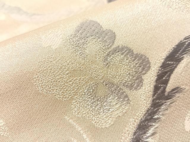 平和屋着物●六通柄袋帯 唐織 七宝花文 銀糸 正絹 逸品 CABH4604vp