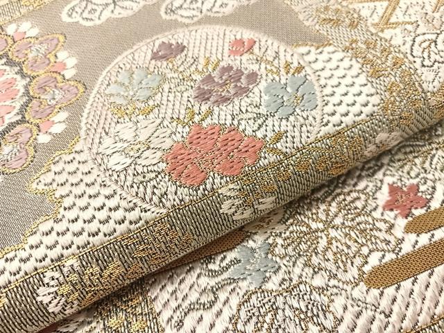 平和屋着物●全通柄袋帯 唐織 吉祥花文 金銀糸 正絹 逸品 CABH4622vp