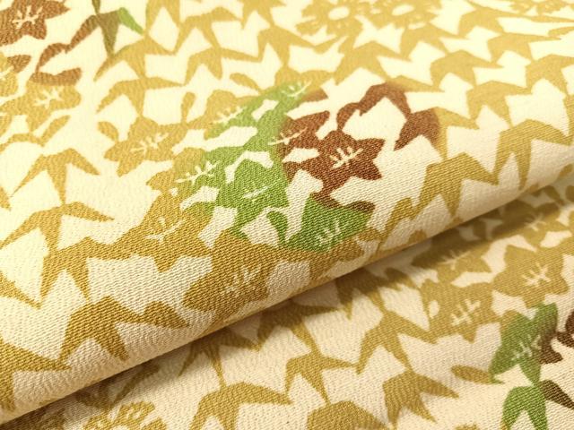 平和屋着物●九寸開き名古屋帯 型染め 市松笹花文 正絹 逸品 CABH4625vp
