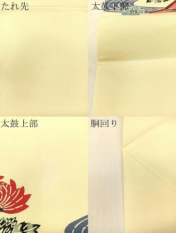 平和屋着物●塩瀬 九寸名古屋帯 型染め 流水花文 逸品 CABH4639vp