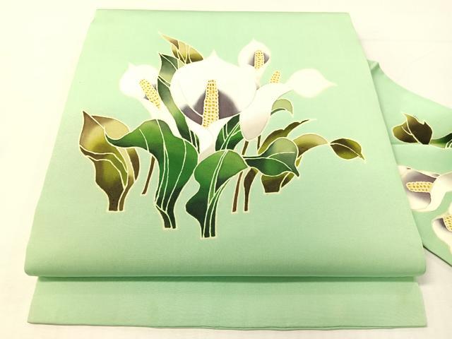平和屋着物●塩瀬 九寸名古屋帯 水芭蕉 正絹 逸品 CABH4692vp