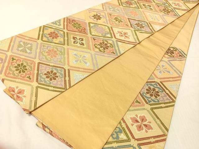 平和屋着物●六通柄袋帯 唐織 花菱文 金糸 正絹 逸品 CABH4697vp