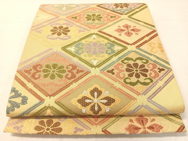 平和屋着物●六通柄袋帯 唐織 花菱文 金糸 正絹 逸品 CABH4697vp