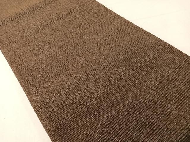 平和屋着物●全通柄袋帯 紬地 黒鳶色 正絹 逸品 CABH4698vp