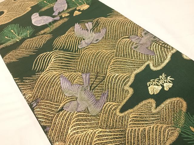 平和屋着物●アンティーク 大正ロマン 丸帯 飛鳥 金糸 引き抜き帯 正絹 逸品 CABH4701vp