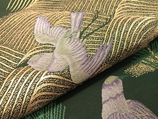 平和屋着物●アンティーク 大正ロマン 丸帯 飛鳥 金糸 引き抜き帯 正絹 逸品 CABH4701vp