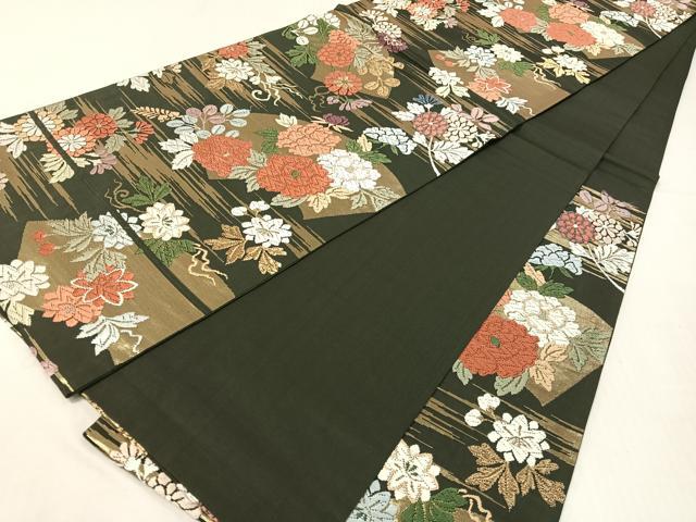 平和屋着物●六通柄袋帯 唐織錦 地紙花文 金糸 正絹 逸品 CABH4704vp