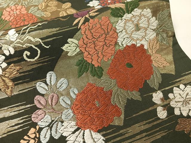 平和屋着物●六通柄袋帯 唐織錦 地紙花文 金糸 正絹 逸品 CABH4704vp
