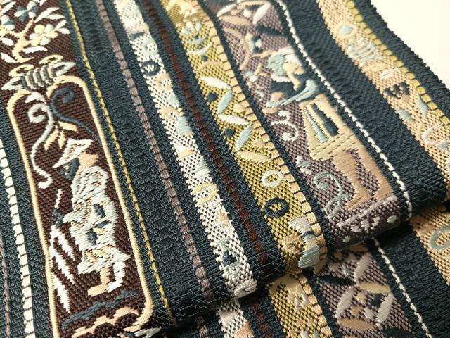 平和屋着物●本場筑前博多織 ワンタッチつけ帯 エジプト壁画間道 正絹 逸品 CABH4712vp