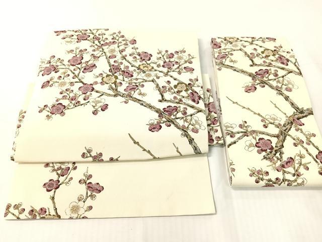 平和屋着物●つけ帯 手描き 枝梅文 銀彩 正絹 逸品 CABH4718vp