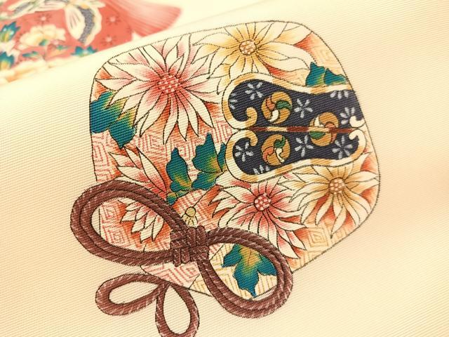 平和屋着物●塩瀬 九寸名古屋帯 作家物 手描き 仕覆吉祥花文 正絹 逸品 CABH4722vp