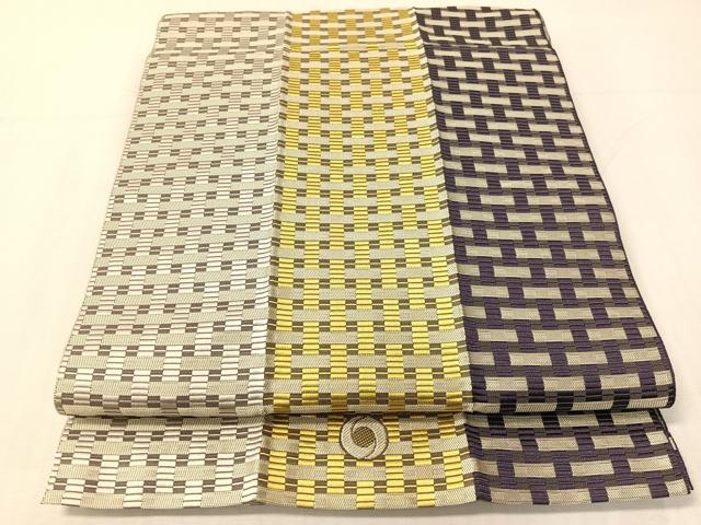 平和屋着物●本場筑前博多織 八寸名古屋帯 間道 単衣帯 正絹 逸品 CABH4733vp