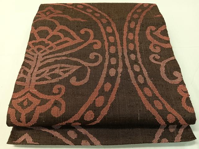 平和屋着物●八寸名古屋帯 紬地 花絵皿文 正絹 逸品 CABH4740vp