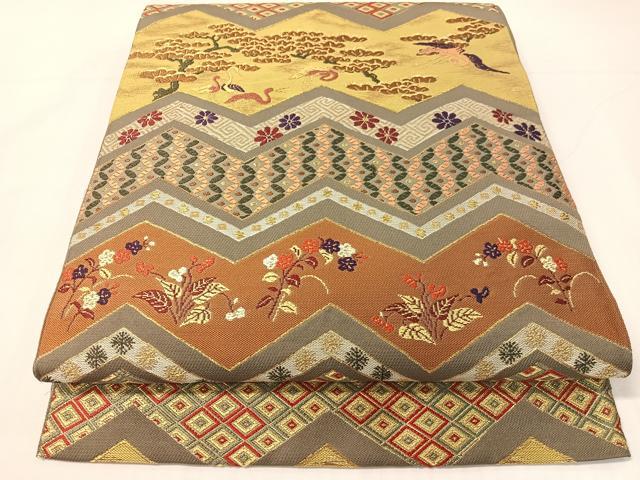 平和屋着物●西陣 河崎工房謹製 六通柄 本袋帯 唐織 松鶴屏風 金糸 正絹 逸品 CABH4752vp