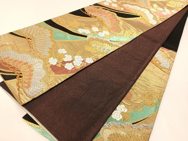 平和屋着物●六通柄袋帯 唐織 梅松文 金銀糸 正絹 逸品 CABH4765vp