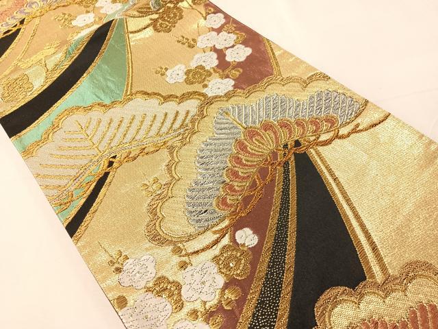 平和屋着物●六通柄袋帯 唐織 梅松文 金銀糸 正絹 逸品 CABH4765vp