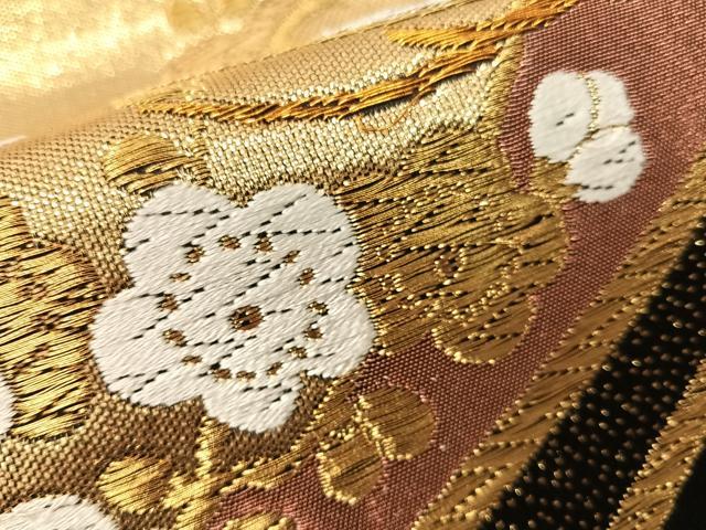 平和屋着物●六通柄袋帯 唐織 梅松文 金銀糸 正絹 逸品 CABH4765vp