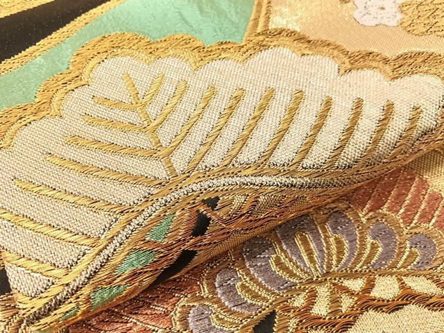 平和屋着物●六通柄袋帯 唐織 梅松文 金銀糸 正絹 逸品 CABH4765vp