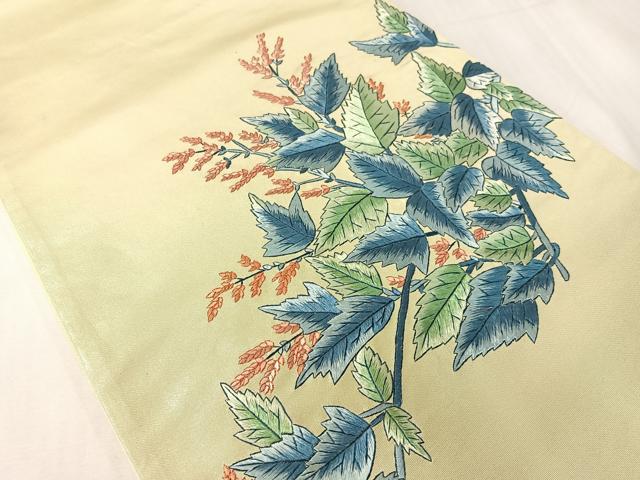 平和屋着物●総刺繍 太鼓柄袋帯 草花文 正絹 逸品 CABH4766vp