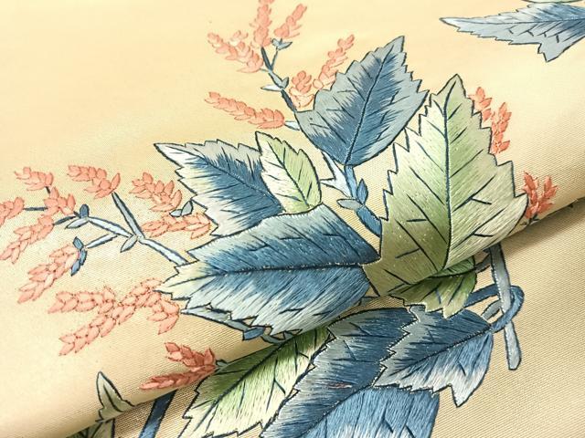 平和屋着物●総刺繍 太鼓柄袋帯 草花文 正絹 逸品 CABH4766vp