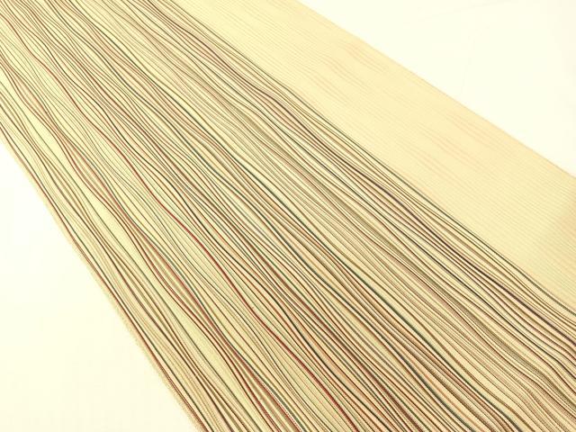 平和屋着物●本場筑前博多織 八寸名古屋帯 よろけ縞 正絹 逸品 CABH4774vp