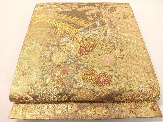 平和屋着物▼六通柄袋帯 王朝日記 金銀糸 正絹 逸品 CABH4779vp