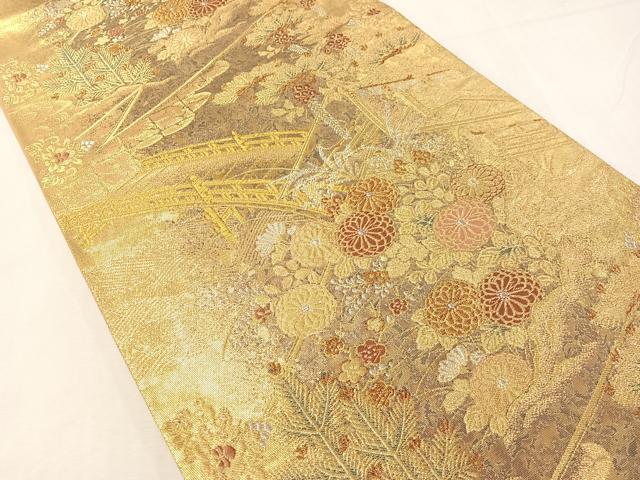 平和屋着物▼六通柄袋帯 王朝日記 金銀糸 正絹 逸品 CABH4779vp